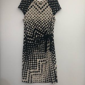 Tan and Black knee length dress. Size 12